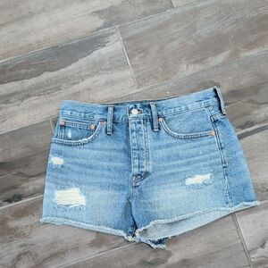Madewell Light Blue Distressed Denim Cutoff Shorts